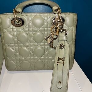 Christian Dior Ladi Dior Quilted Green Handbag